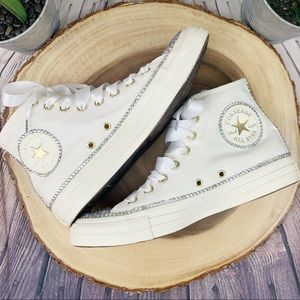 Rhinestone Cream/White Hightop Converse